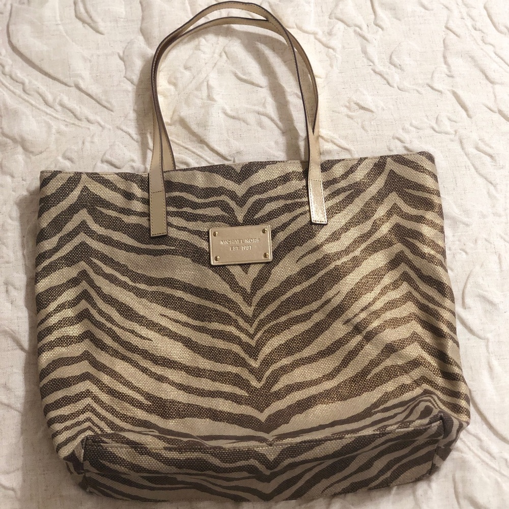 Michael Kors gold zebra tote